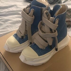 Rick Owens Blue and Cream Kids High-Top Sneakers